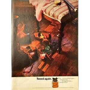 Tweed Perfume & Cologne "TWEED Again" Shoes next to Bed" Playboy Vtg Print Ad